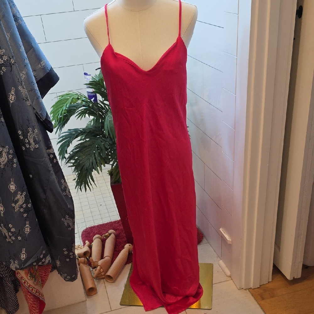 Elegant Red Slip Dress Chemise